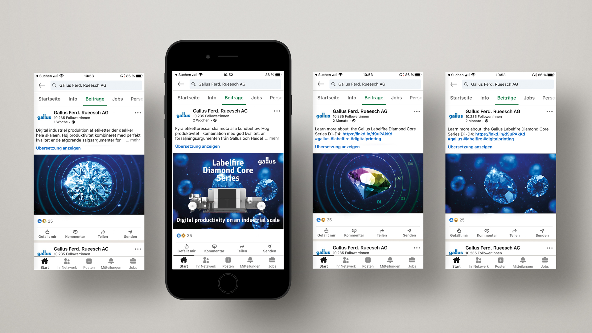 Social Media Posts Kampagne Diamond Series Gallus Labelfire