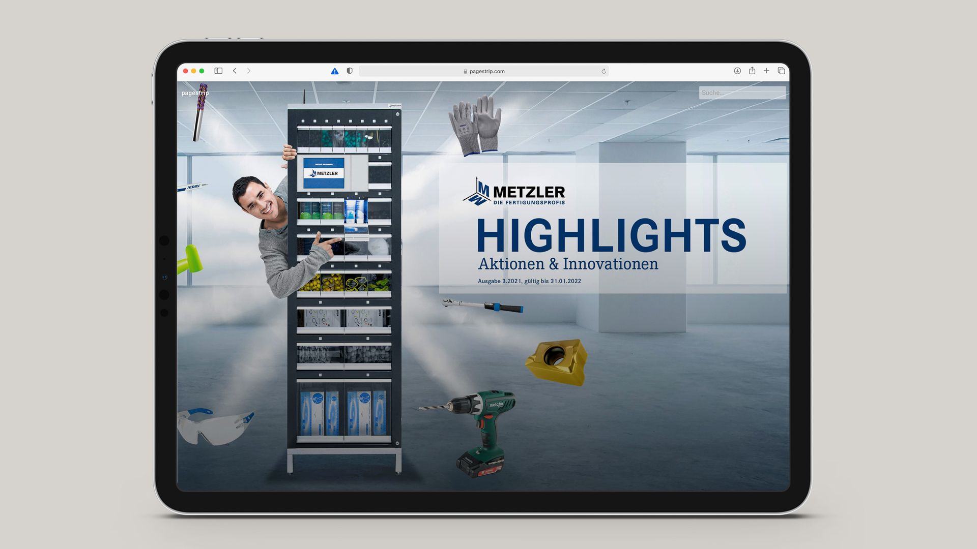 ipad_mockup_einzelsceen_metzler.jpg Tablet mit Online-Ausgabe des Metzler Kundenmagazins Highlights