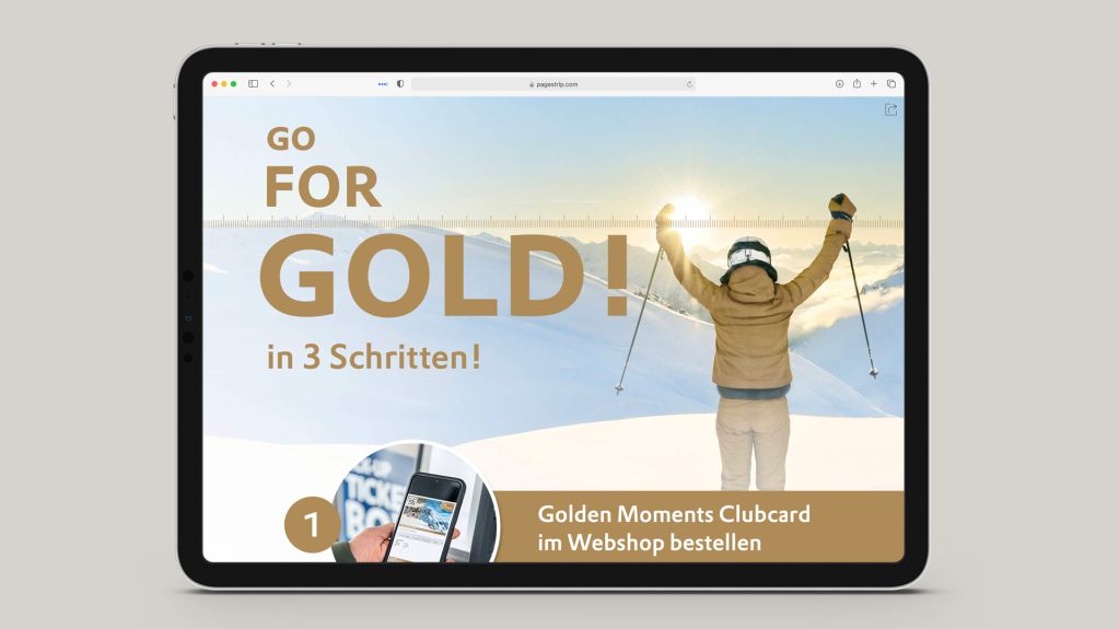 Tablet mi Microsite für den Golden Moments Club von Ski Arlberg
