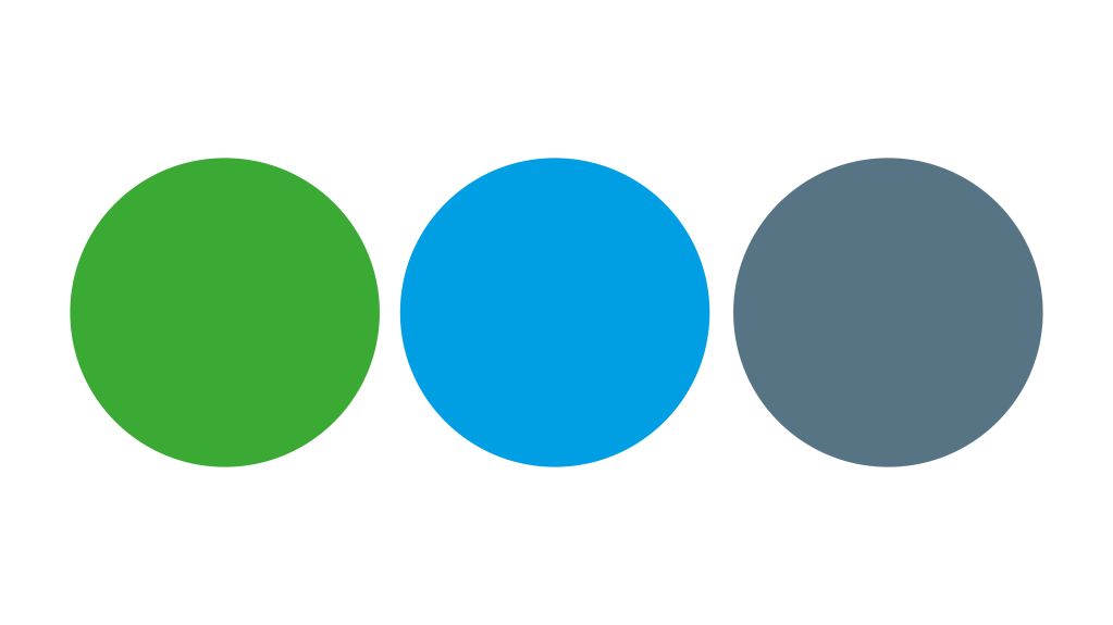 Die Markenfarben von Renowate im Überblick. Verwendet werden Grün, Blau und Grau.