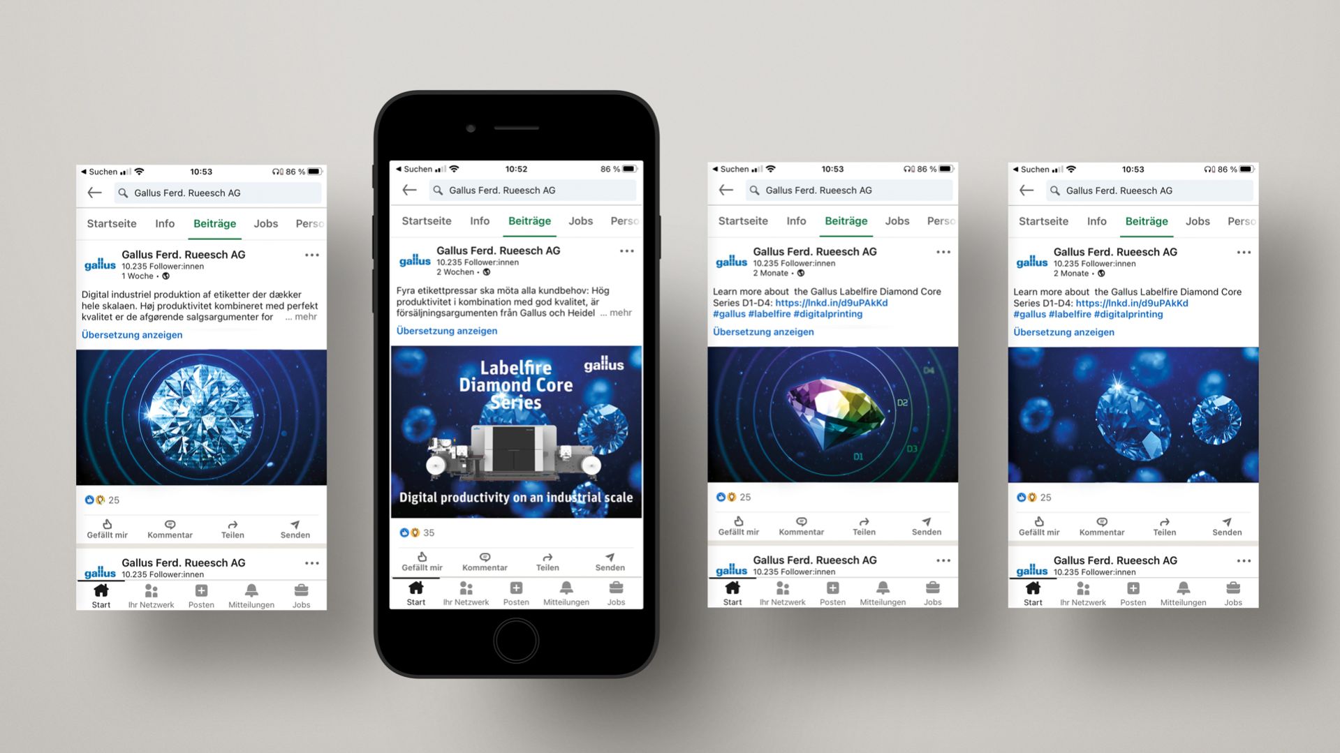 Social Media Posts Kampagne Diamond Series Gallus Labelfire