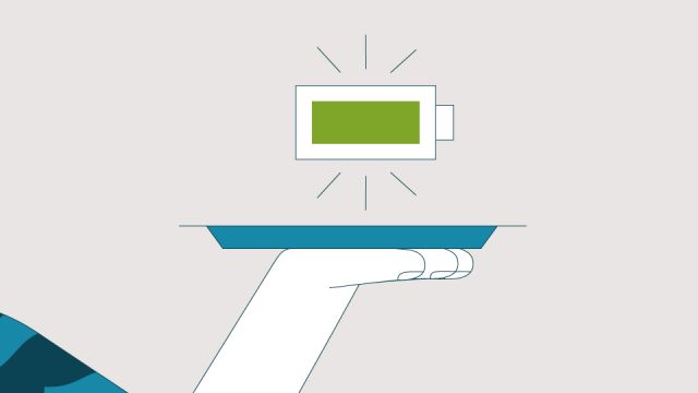 Illustration: Volle Batterie auf dem Servierteller